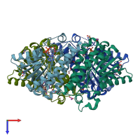 PDB entry 5ha5 coloured by chain, top view.