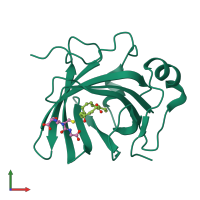 PDB entry 5hae coloured by chain, front view.