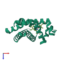 PDB entry 5hav coloured by chain, top view.