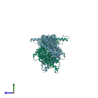 PDB entry 5hay coloured by chain, side view.