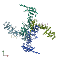PDB entry 5hb0 coloured by chain, front view.