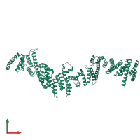 PDB entry 5hb1 coloured by chain, front view.