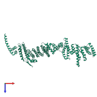 PDB entry 5hb1 coloured by chain, top view.