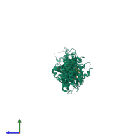 PDB entry 5hb2 coloured by chain, side view.