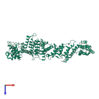 PDB entry 5hb2 coloured by chain, top view.