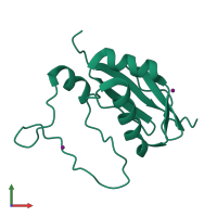 PDB entry 5hb7 coloured by chain, front view.