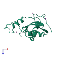 PDB entry 5hb7 coloured by chain, top view.
