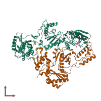 PDB entry 5hbm coloured by chain, front view.