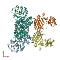 PDB entry 5hbr coloured by chain, front view.