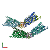 PDB entry 5hbu coloured by chain, front view.