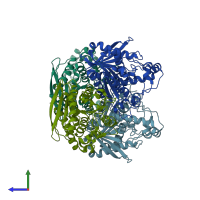 PDB entry 5hc5 coloured by chain, side view.