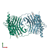 PDB entry 5hcb coloured by chain, front view.