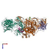 PDB entry 5hcc coloured by chain, top view.