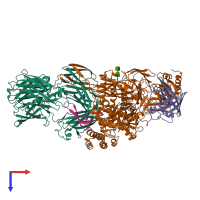 PDB entry 5hcd coloured by chain, top view.