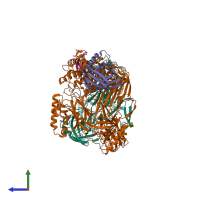 PDB entry 5hce coloured by chain, side view.