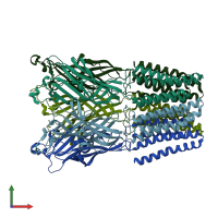 PDB entry 5hcm coloured by chain, front view.