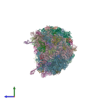 PDB entry 5hcr coloured by chain, side view.