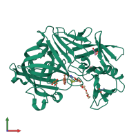 PDB entry 5hct coloured by chain, front view.