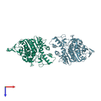 PDB entry 5hcu coloured by chain, top view.