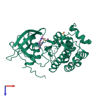 PDB entry 5hcx coloured by chain, top view.