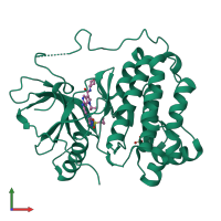 PDB entry 5hcy coloured by chain, front view.