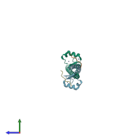 PDB entry 5hda coloured by chain, side view.