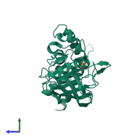 PDB entry 5hde coloured by chain, side view.