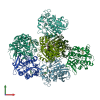PDB entry 5hdp coloured by chain, front view.
