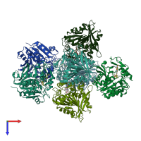 PDB entry 5hdp coloured by chain, top view.