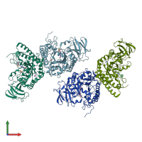 PDB entry 5hdr coloured by chain, front view.