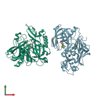 PDB entry 5hdv coloured by chain, front view.