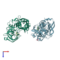 PDB entry 5he4 coloured by chain, top view.