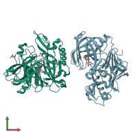 PDB entry 5he5 coloured by chain, front view.