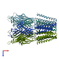 PDB entry 5heh coloured by chain, top view.