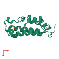 PDB entry 5hel coloured by chain, top view.