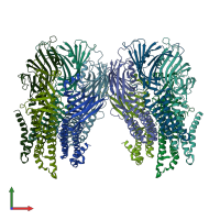 PDB entry 5heo coloured by chain, front view.