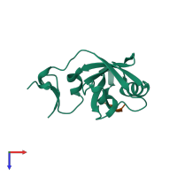 Hetero dimeric assembly 1 of PDB entry 5hfb coloured by chemically distinct molecules, top view.