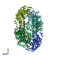 PDB entry 5hfn coloured by chain, side view.