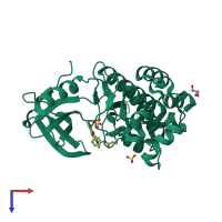 PDB entry 5hg8 coloured by chain, top view.