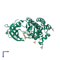 PDB entry 5hg9 coloured by chain, top view.