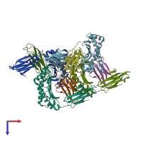 PDB entry 5hgb coloured by chain, top view.