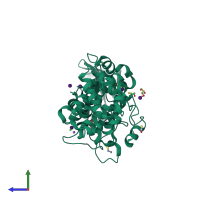 PDB entry 5hgi coloured by chain, side view.
