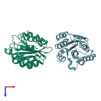 PDB entry 5hgj coloured by chain, top view.