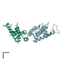 PDB entry 5hgk coloured by chain, top view.