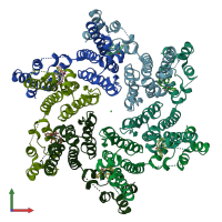 PDB entry 5hgl coloured by chain, front view.