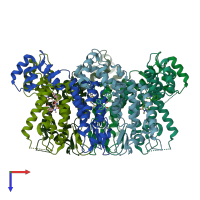 PDB entry 5hgl coloured by chain, top view.