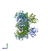 PDB entry 5hgq coloured by chain, side view.