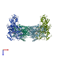 PDB entry 5hgq coloured by chain, top view.