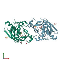 PDB entry 5hgw coloured by chain, front view.