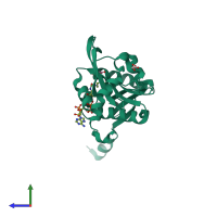 PDB entry 5hgz coloured by chain, side view.